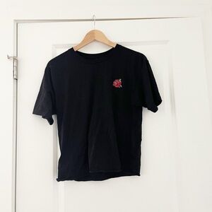 Unemployed Denim Rose Applique Tee Shirt